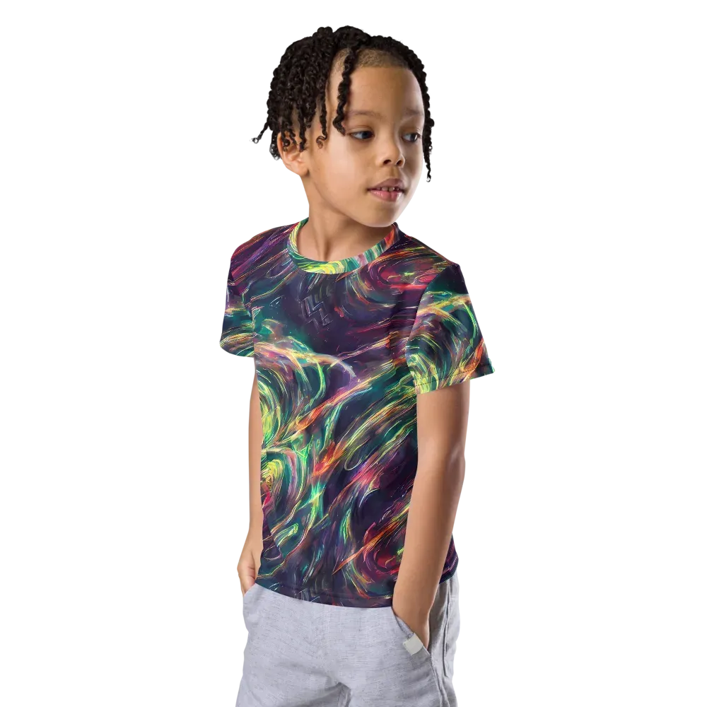Viridian Rush on Kids Crew Neck T-Shirt — Left Front