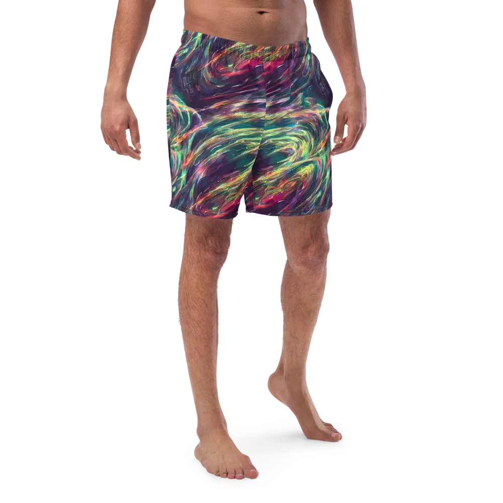 Viridian Rush on Swim Trunks — Front