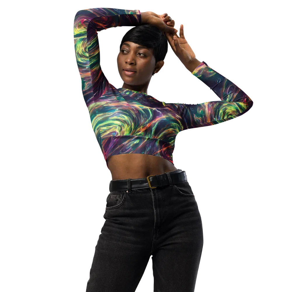 Viridian Rush on Long Sleeve Crop Top — Front