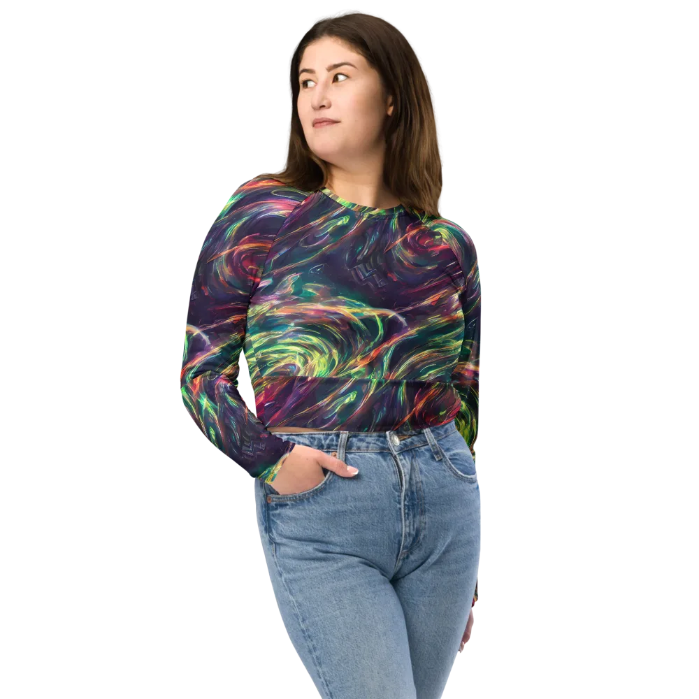 Viridian Rush on Long Sleeve Crop Top — Front