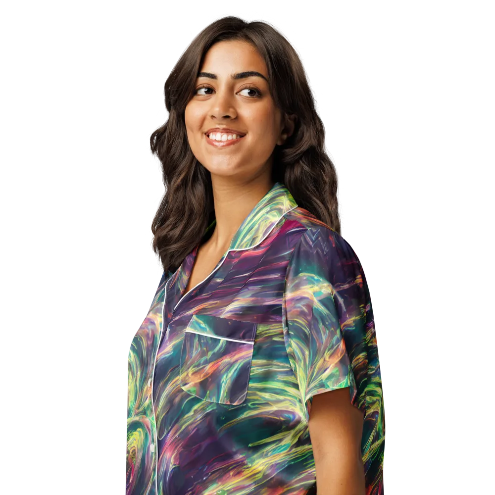 Viridian Rush on Women's Short Sleeve Pajama Top — Left Front