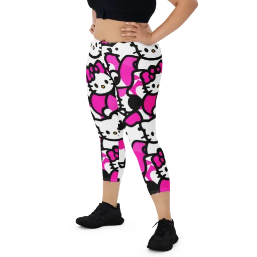 Neon Kitty Pop on a Capri Leggings
