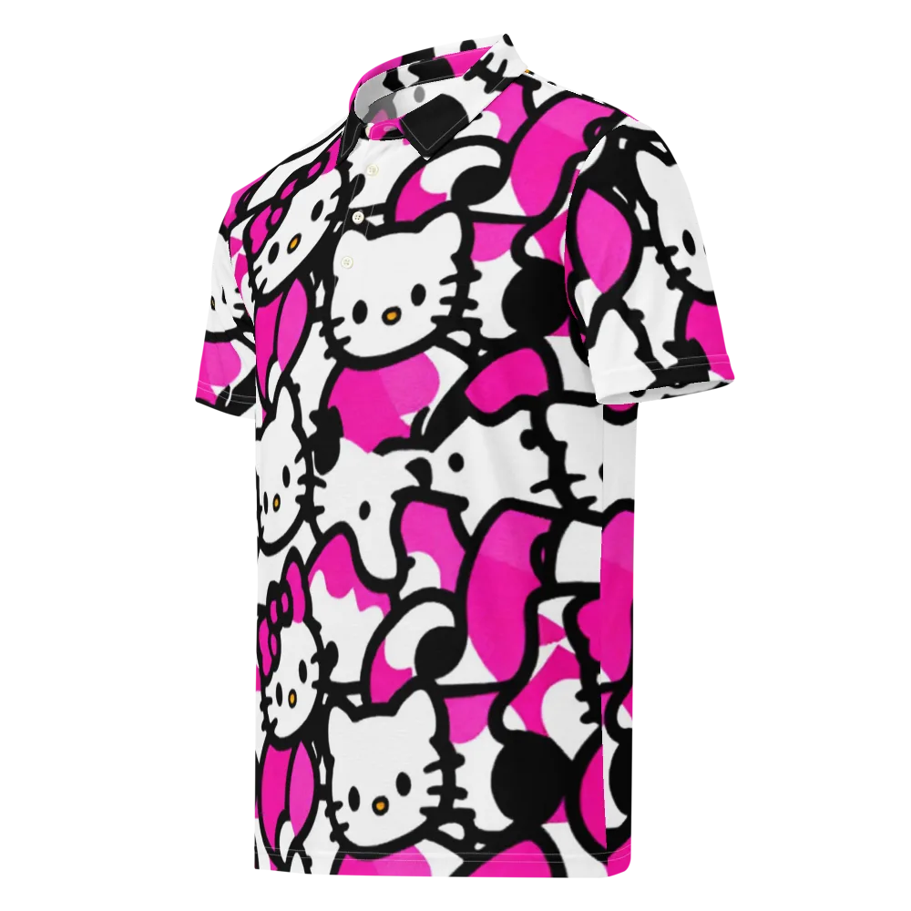 Neon Kitty Pop on Men's Slim Fit Polo Shirt — Left Front