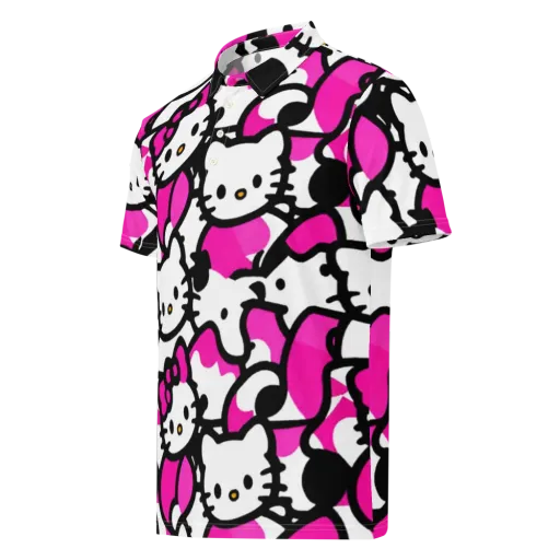 Neon Kitty Pop on a Men's Slim Fit Polo Shirt