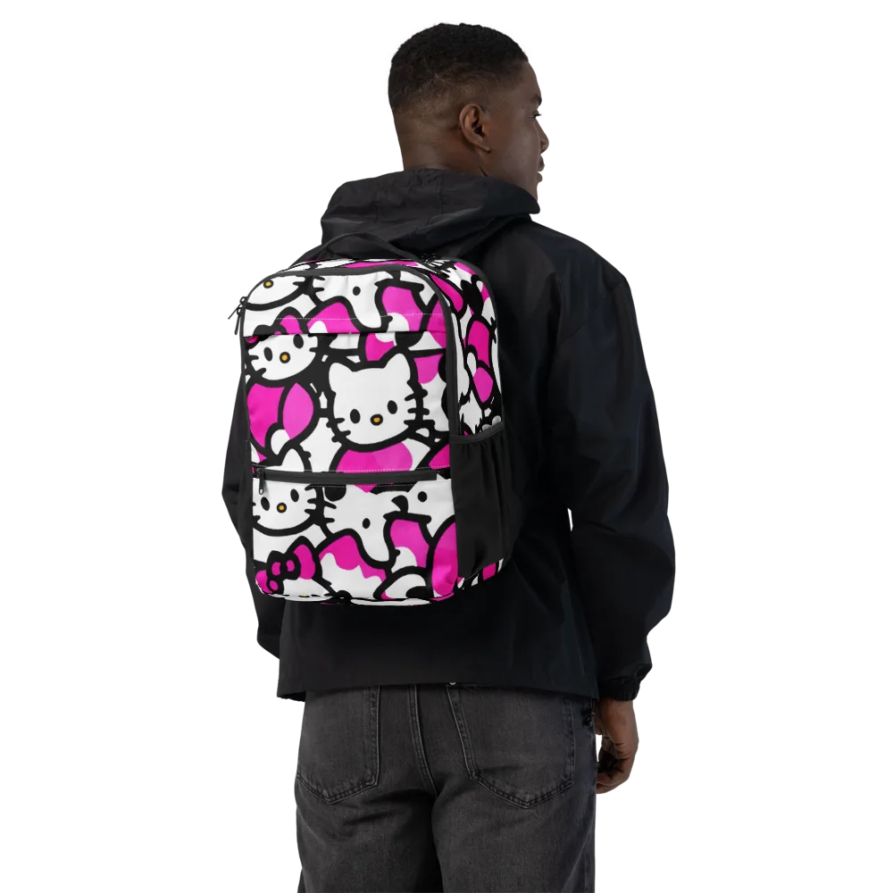 Neon Kitty Pop on Utility Backpack — Back