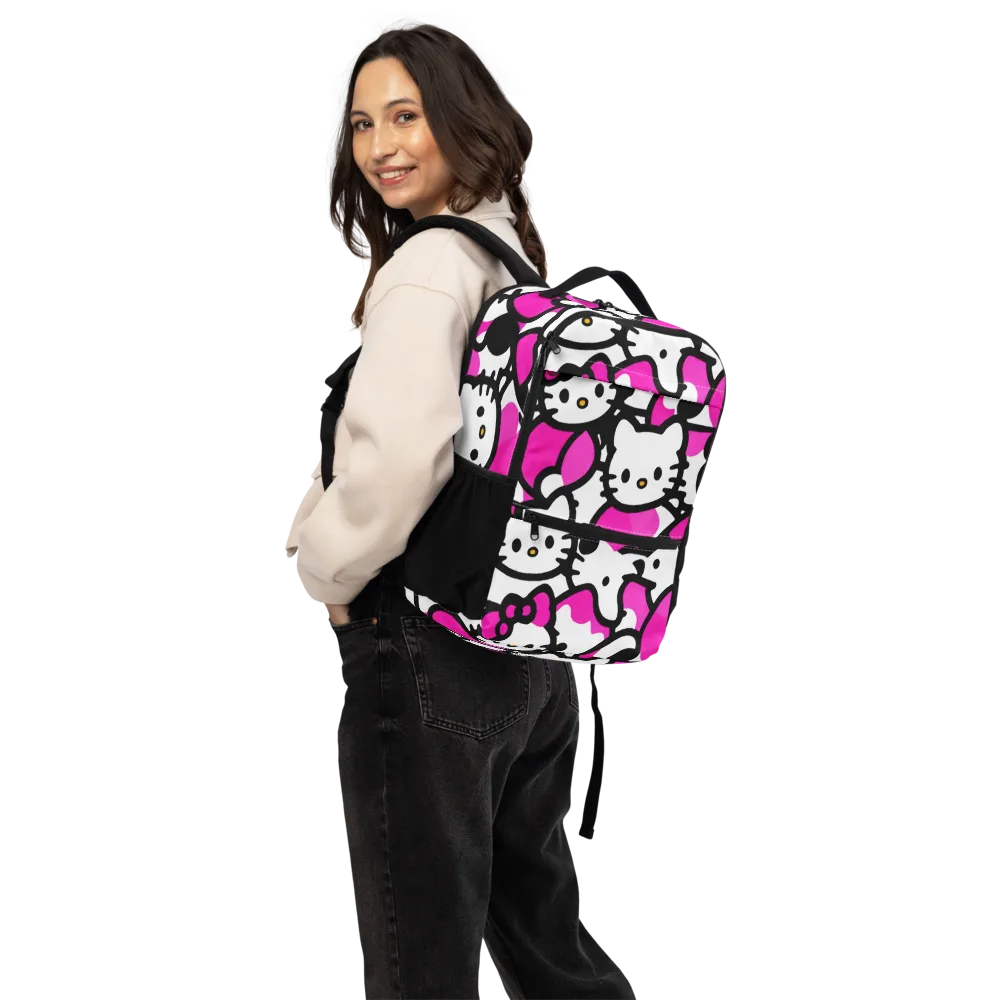 Neon Kitty Pop on Utility Backpack — Back