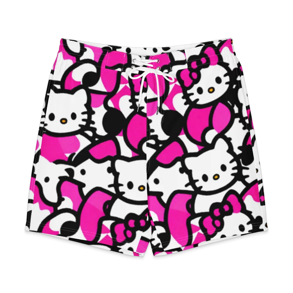 Neon Kitty Pop on Men's Board Shorts — Front