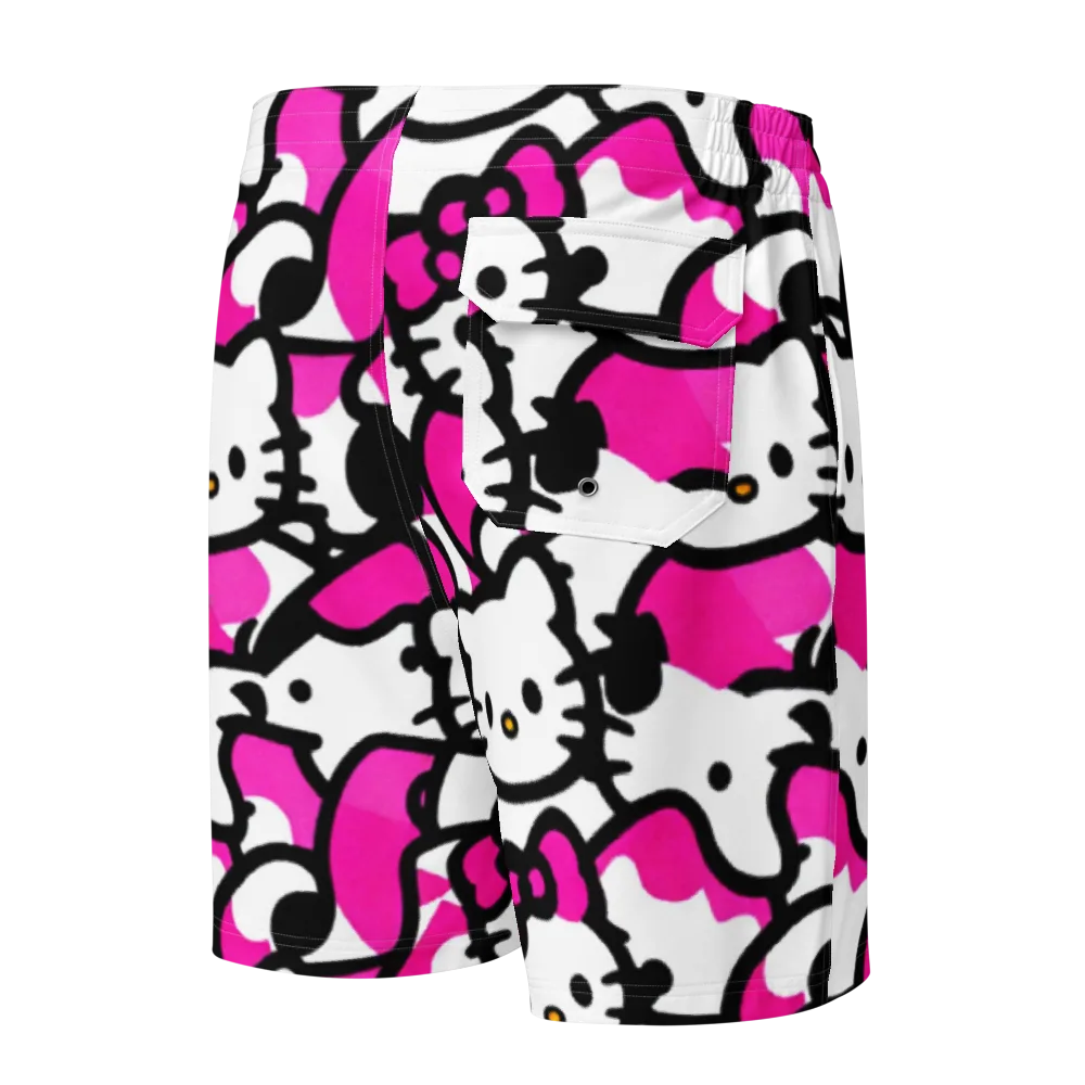 Neon Kitty Pop on Men's Board Shorts — Back