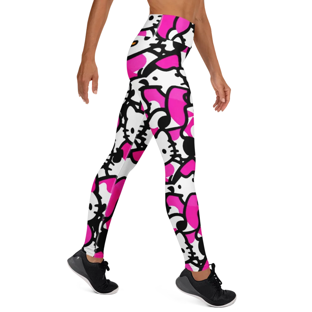 Neon Kitty Pop on Yoga Leggings — Right