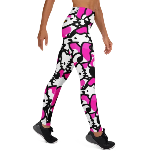 Neon Kitty Pop on a Yoga Leggings
