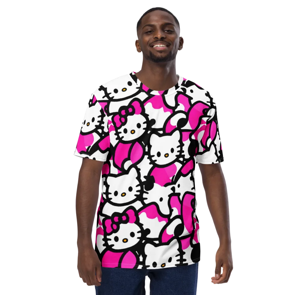 Neon Kitty Pop on Men's Crew Neck T-Shirt — Front