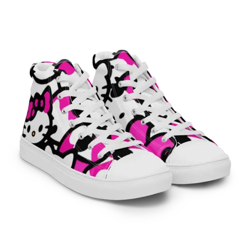 Neon Kitty Pop on a Men's High Top Canvas Shoes