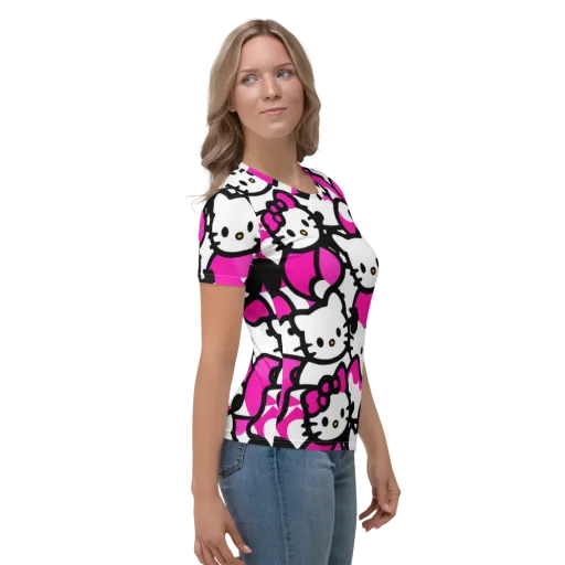 Neon Kitty Pop on a Women's Crew Neck T-Shirt