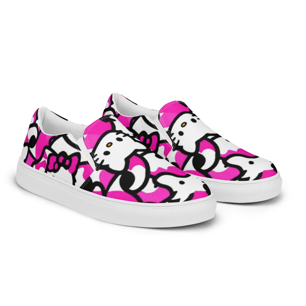 Neon Kitty Pop on Men's Slip-On Canvas Shoes — Right Front