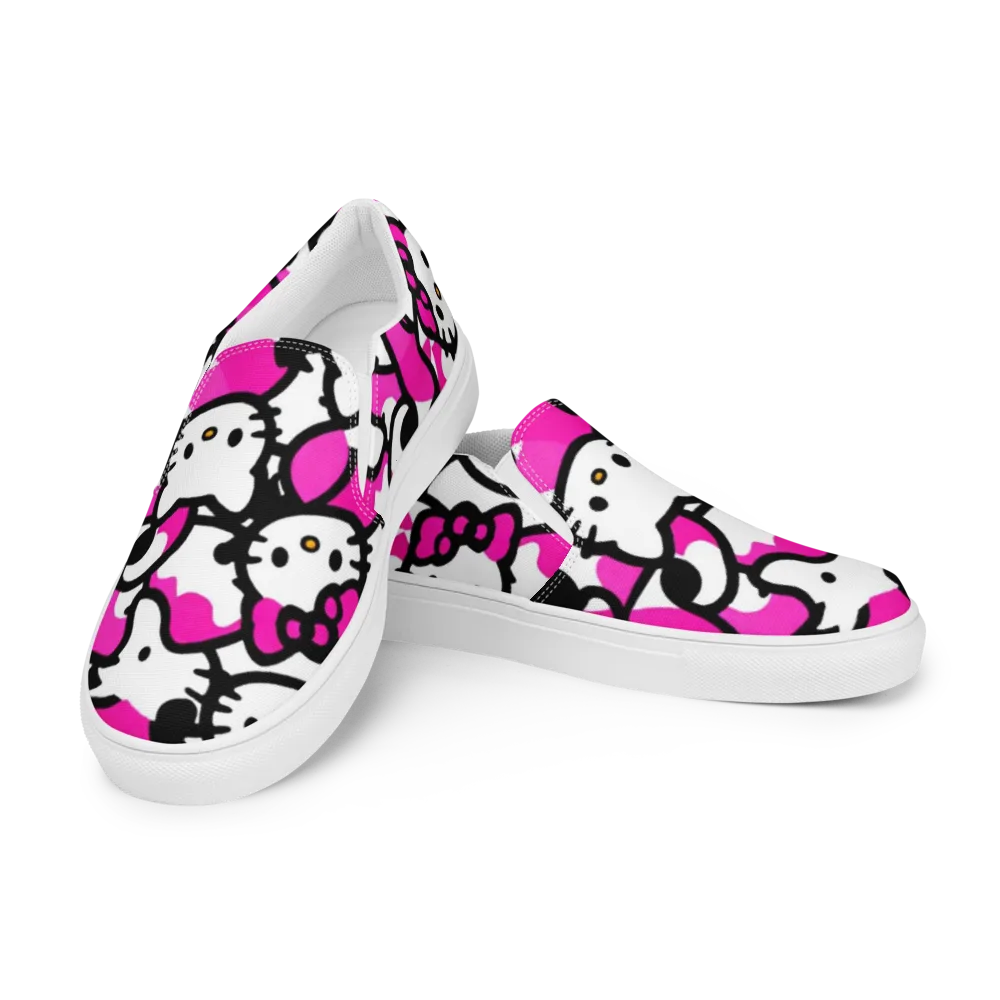 Neon Kitty Pop on Men's Slip-On Canvas Shoes — Left Front