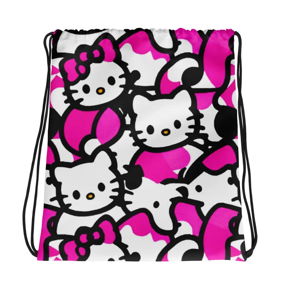 Neon Kitty Pop on Drawstring Bag — Photo