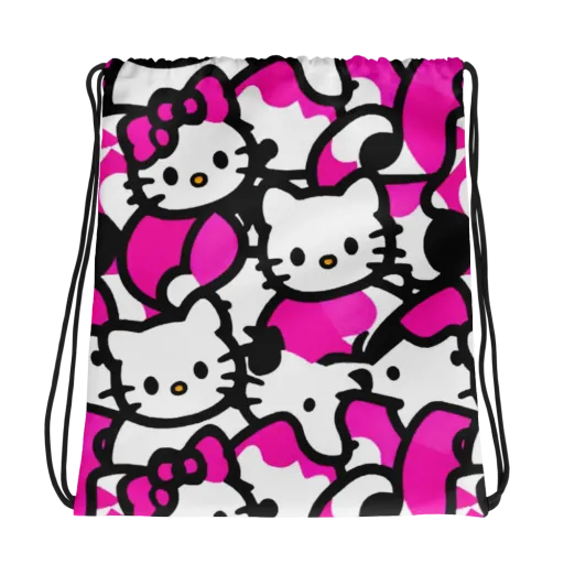 Neon Kitty Pop on a Drawstring Bag