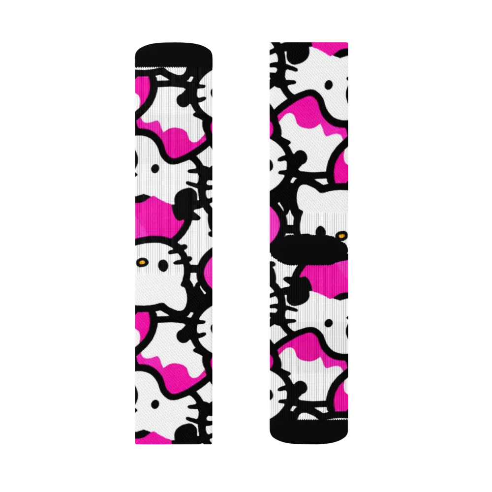 Neon Kitty Pop on Socks — Right Sock