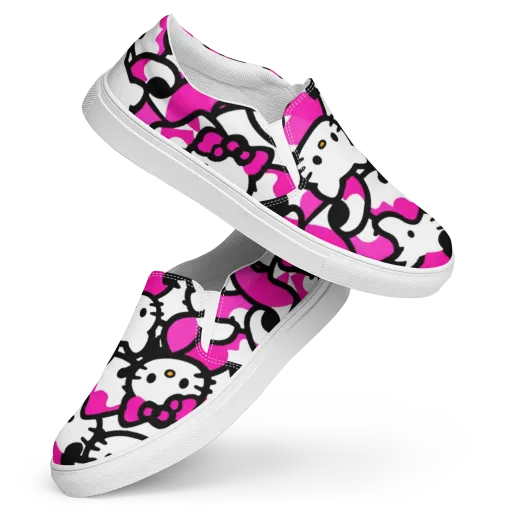 Neon Kitty Pop on a Women's Slip-On Canvas Shoes