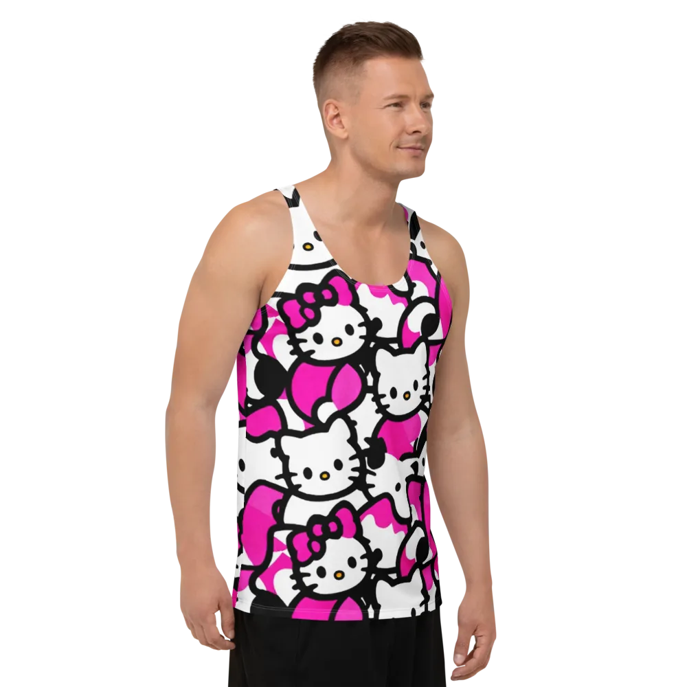 Neon Kitty Pop on Men's Tank Top — Right Front