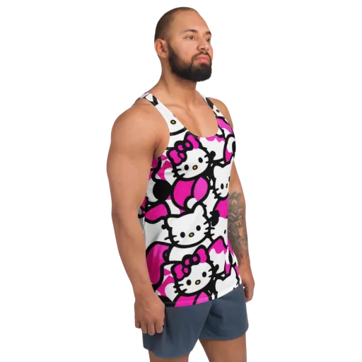 Neon Kitty Pop on a Men's Tank Top
