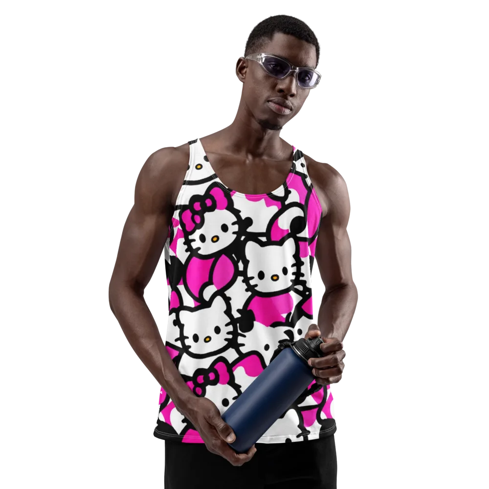 Neon Kitty Pop on Men's Tank Top — Front