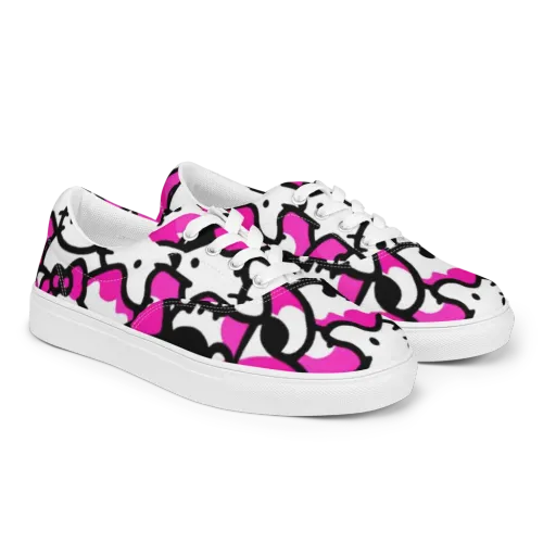 Neon Kitty Pop on a Men's Lace-Up Canvas Shoes