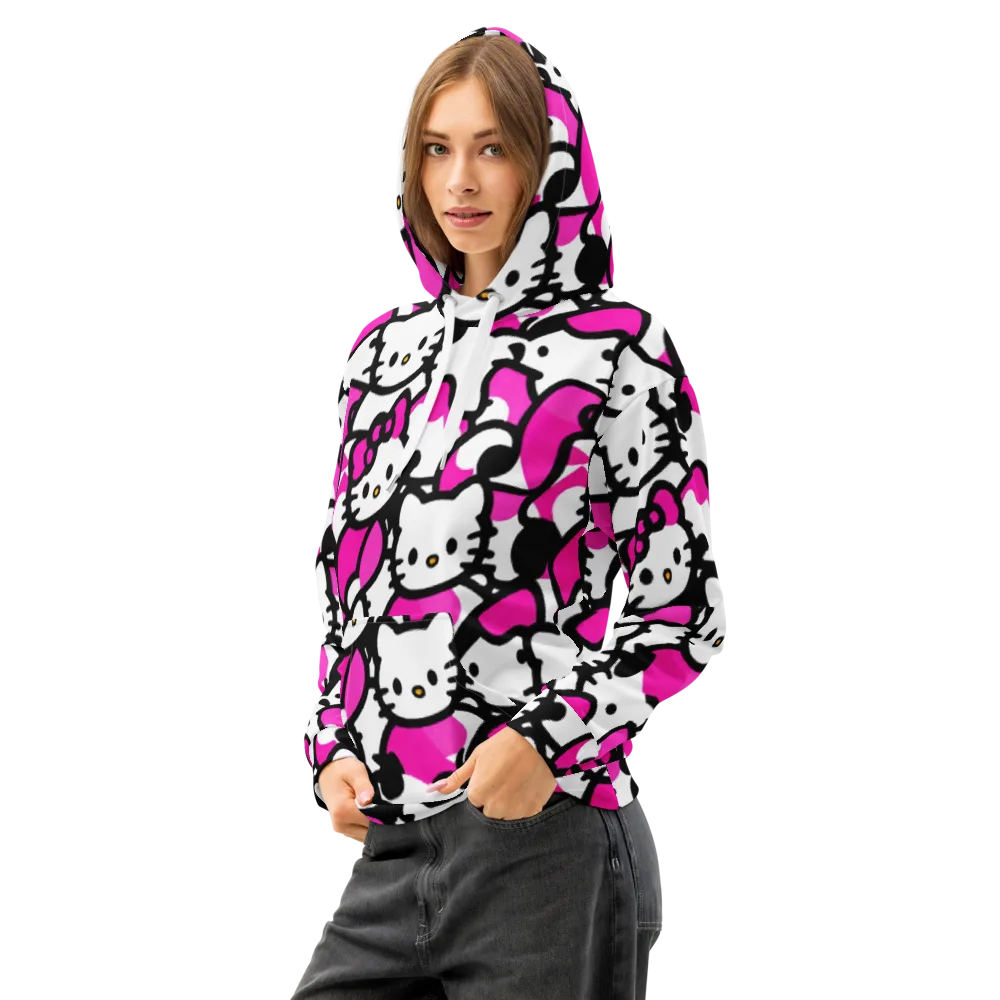 Neon Kitty Pop on Cotton Hoodie — Left Front