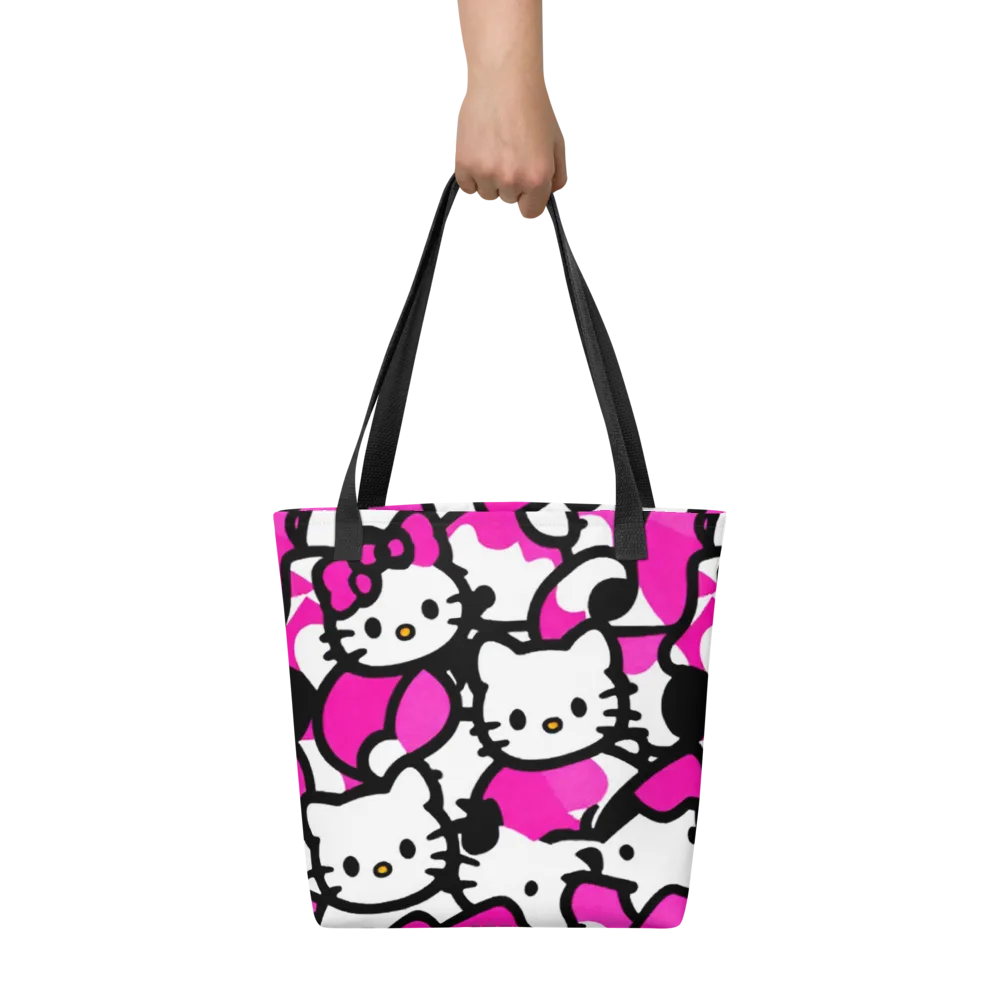 Neon Kitty Pop on Tote Bag — Front