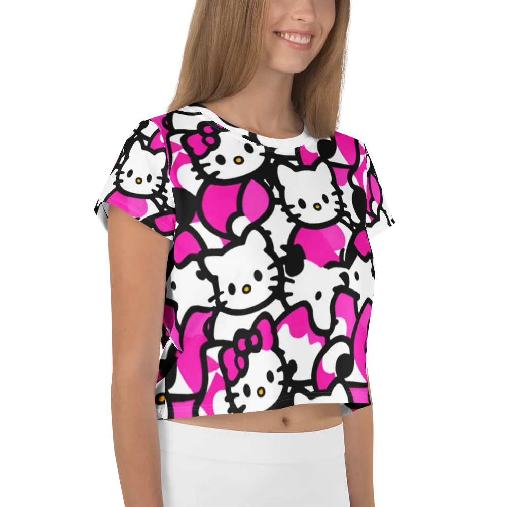 Neon Kitty Pop on Crop Tee — Right
