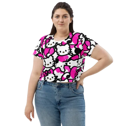 Neon Kitty Pop on a Crop Tee