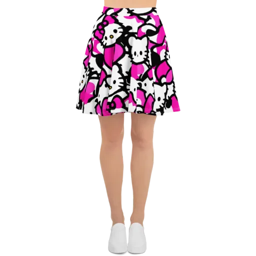 Neon Kitty Pop on a Skater Skirt