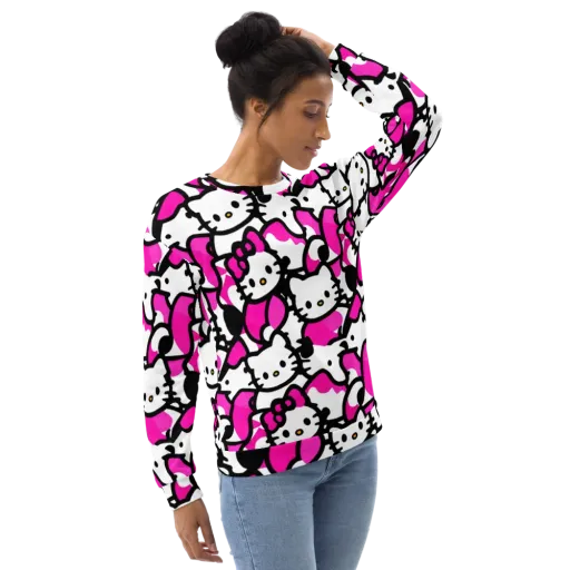 Neon Kitty Pop on a Sweatshirt