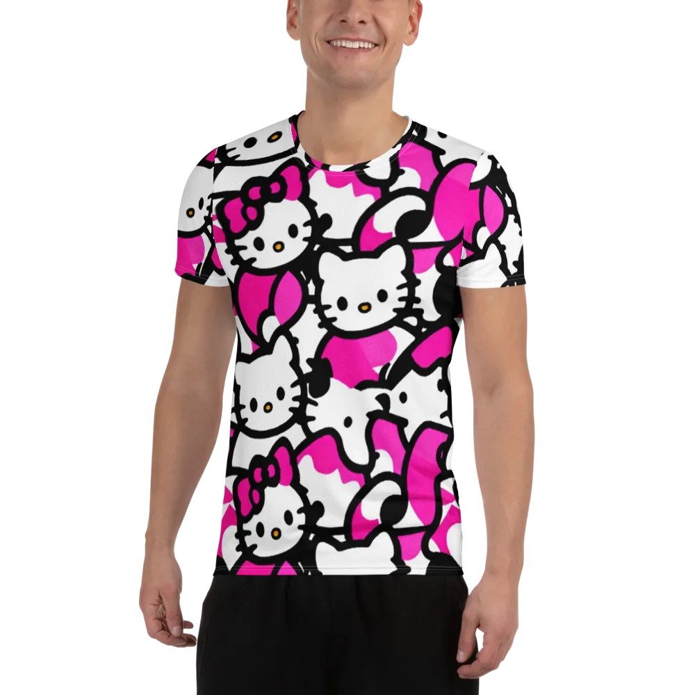Neon Kitty Pop on Men's Athletic T-Shirt — Front