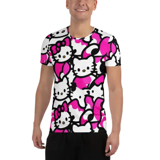 Neon Kitty Pop on a Men's Athletic T-Shirt
