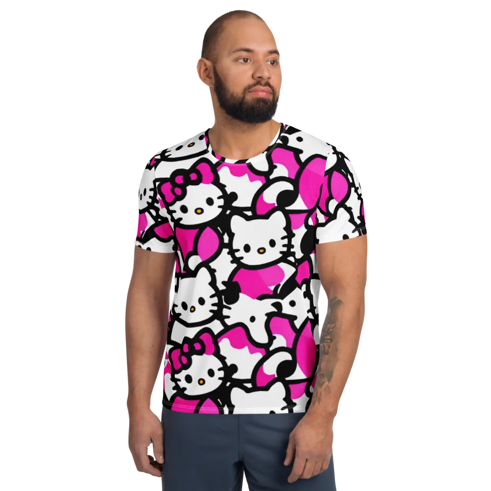 Neon Kitty Pop on Men's Athletic T-Shirt — Front