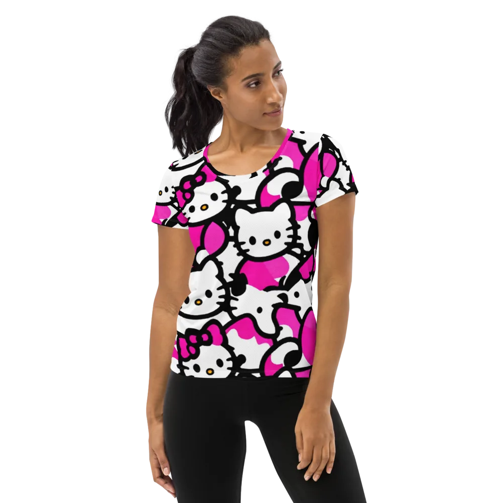 Neon Kitty Pop on Women's Athletic T-Shirt — Front