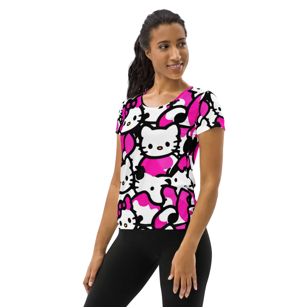 Neon Kitty Pop on Women's Athletic T-Shirt — Left