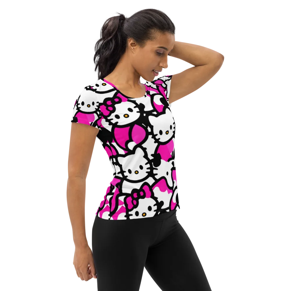 Neon Kitty Pop on Women's Athletic T-Shirt — Right