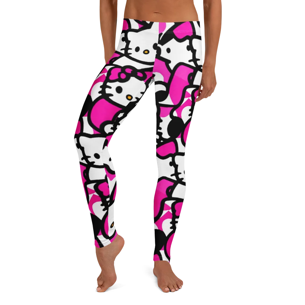 Neon Kitty Pop on Leggings — Front