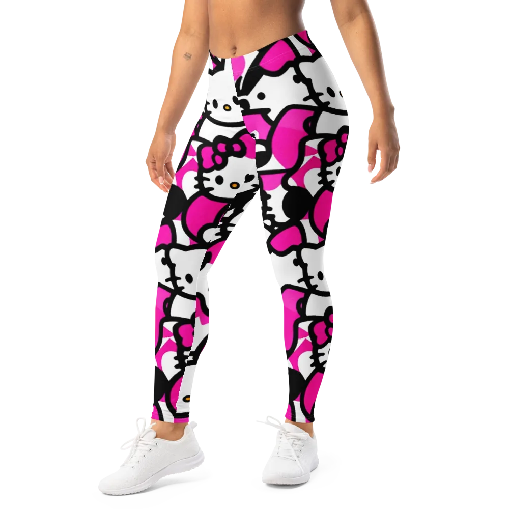 Neon Kitty Pop on Leggings — Left Front