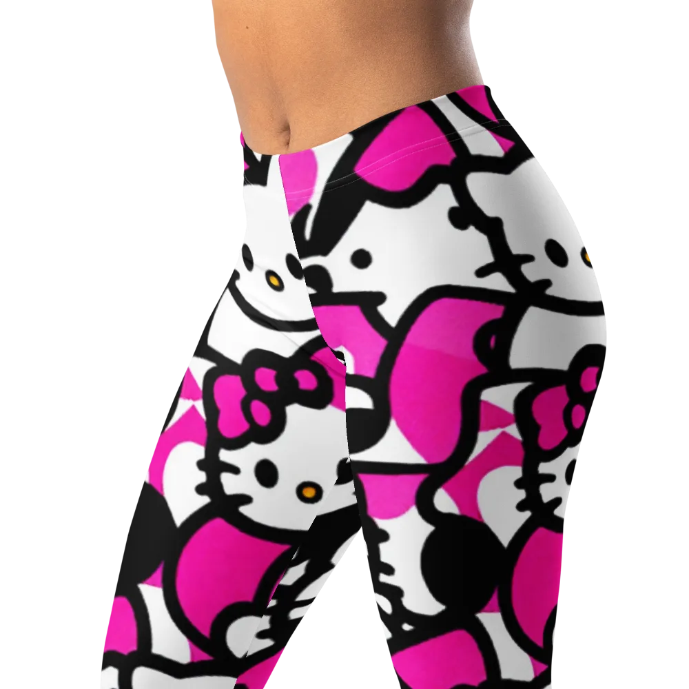 Neon Kitty Pop on Leggings — Left Front