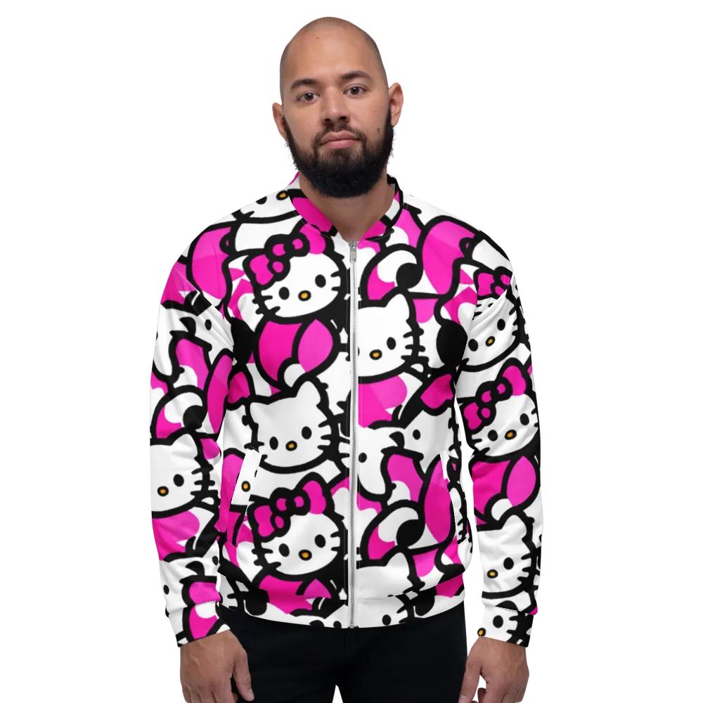 Neon Kitty Pop on Bomber Jacket — Front