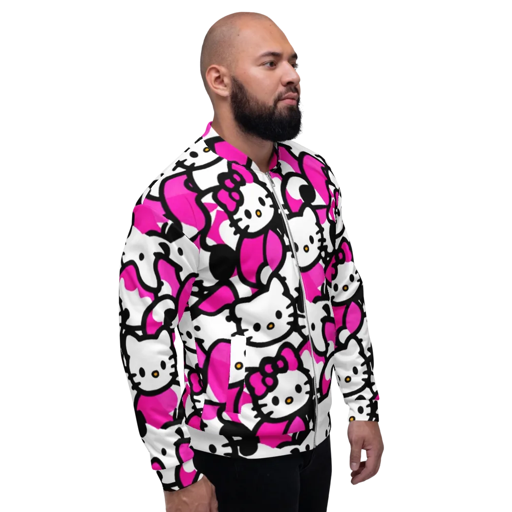 Neon Kitty Pop on Bomber Jacket — Right