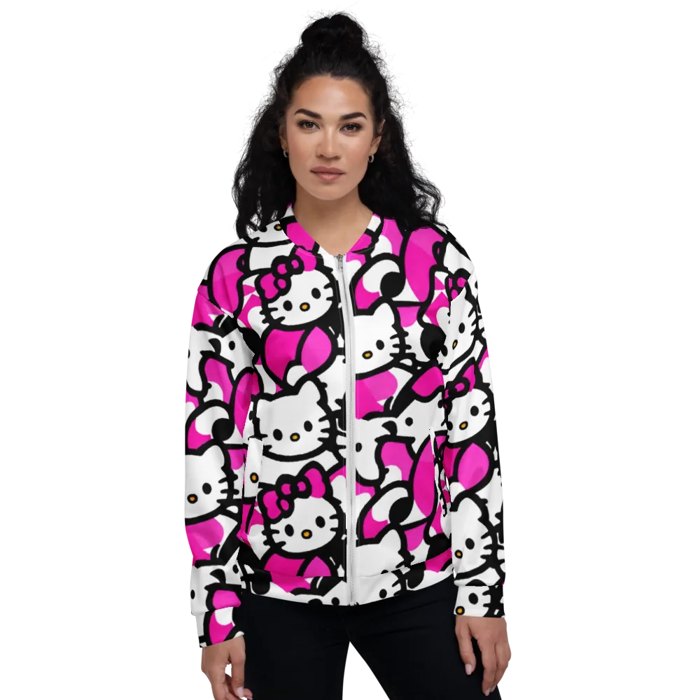 Neon Kitty Pop on Bomber Jacket — Front
