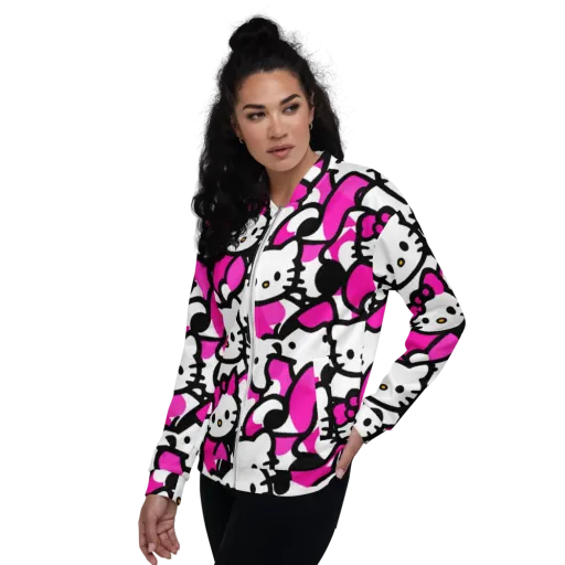 Neon Kitty Pop on a Bomber Jacket