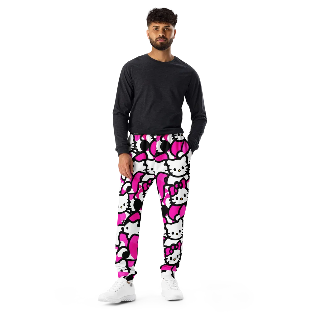 Neon Kitty Pop on Men's Joggers — Front