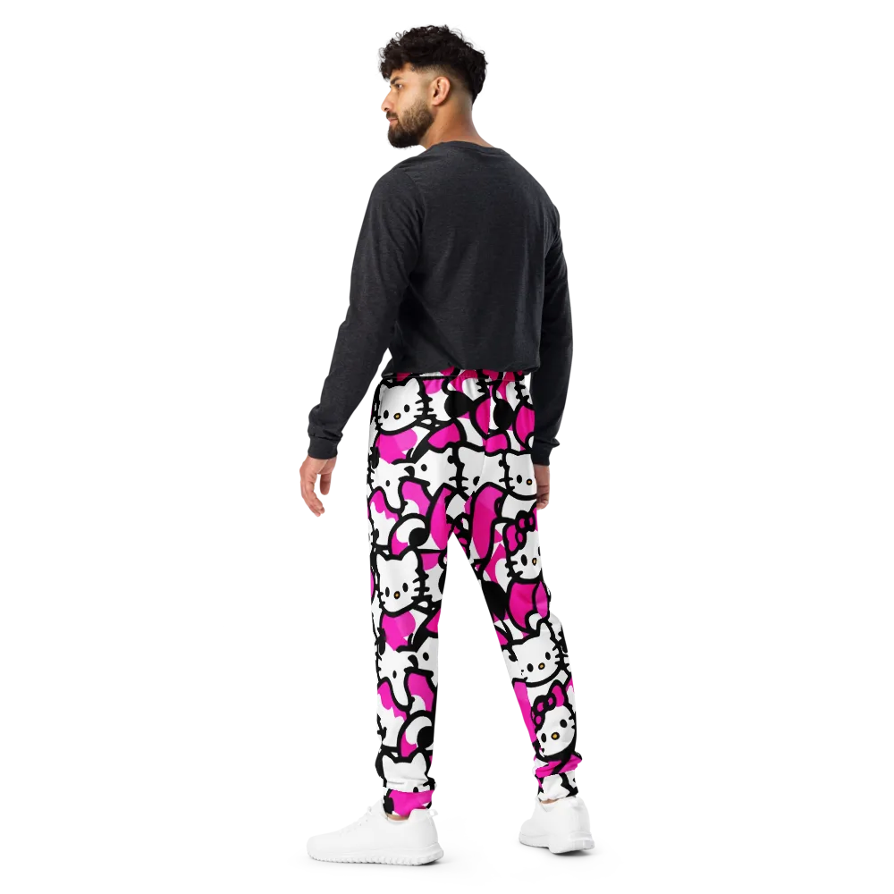 Neon Kitty Pop on Men's Joggers — Back
