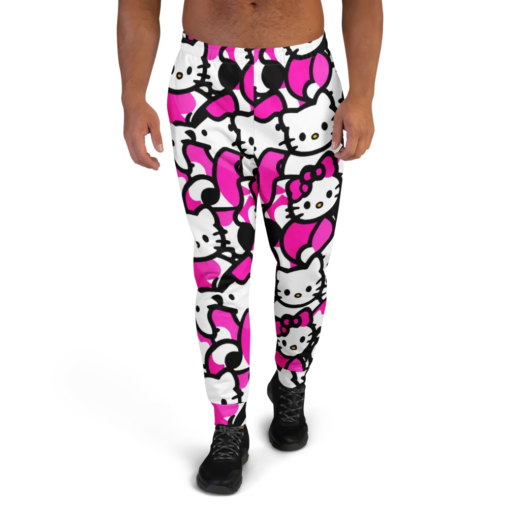 Neon Kitty Pop on Men's Joggers — Front
