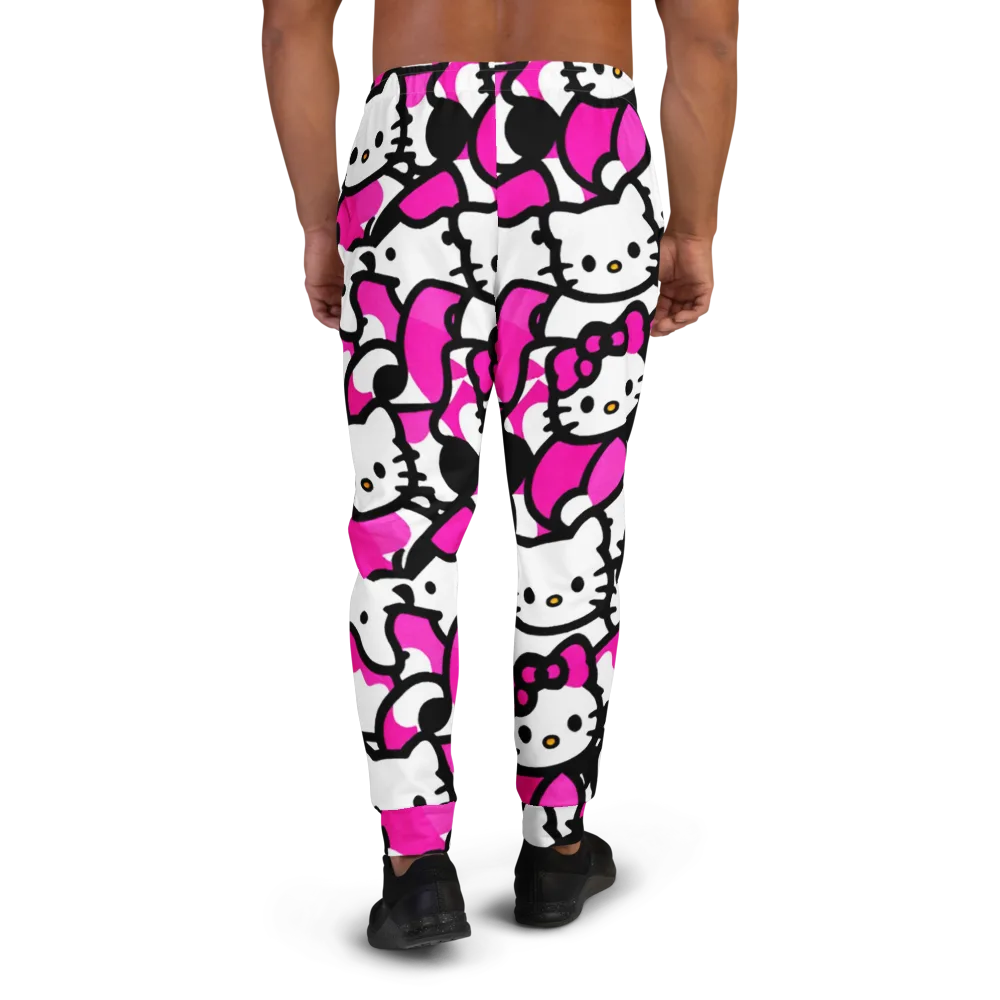 Neon Kitty Pop on Men's Joggers — Back